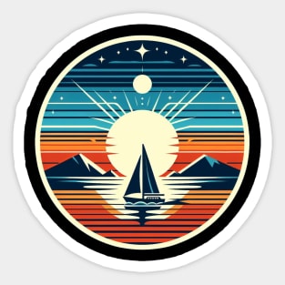 Sailing Adventures: Sailboat & Sunset Mountain Sticker